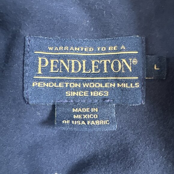 Mens Pendleton Blue Orange Shadow Plaid Trail Shirt Elbow Patch Pad Size Large - Picture 5 of 16